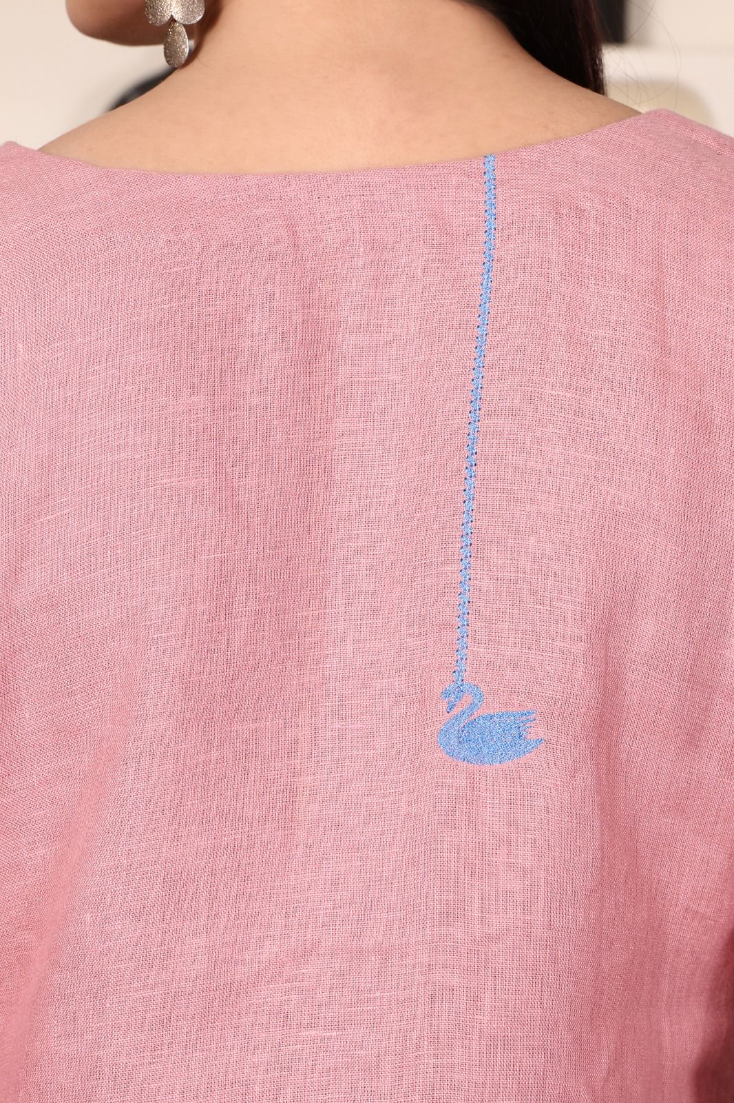 Elegant Dusty Rose Linen Kurta Set