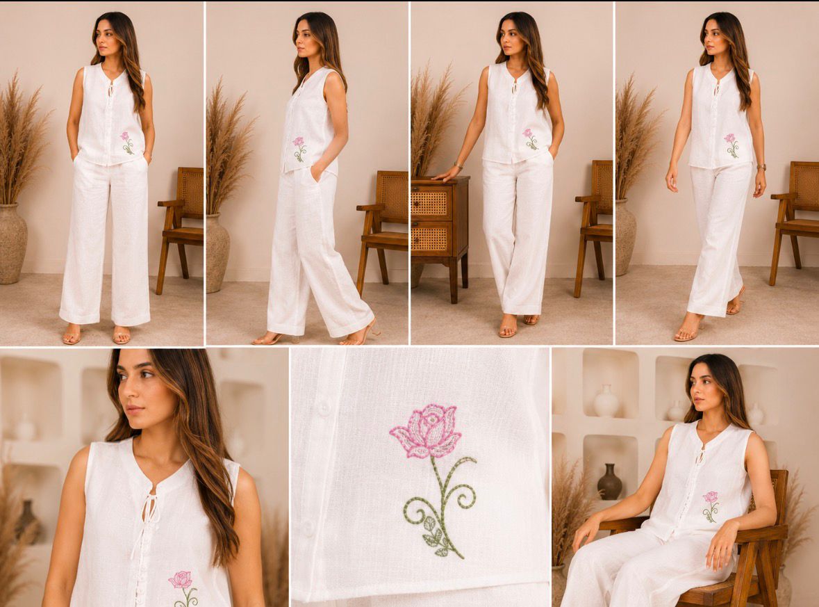 Pure linen White Rose Shirt