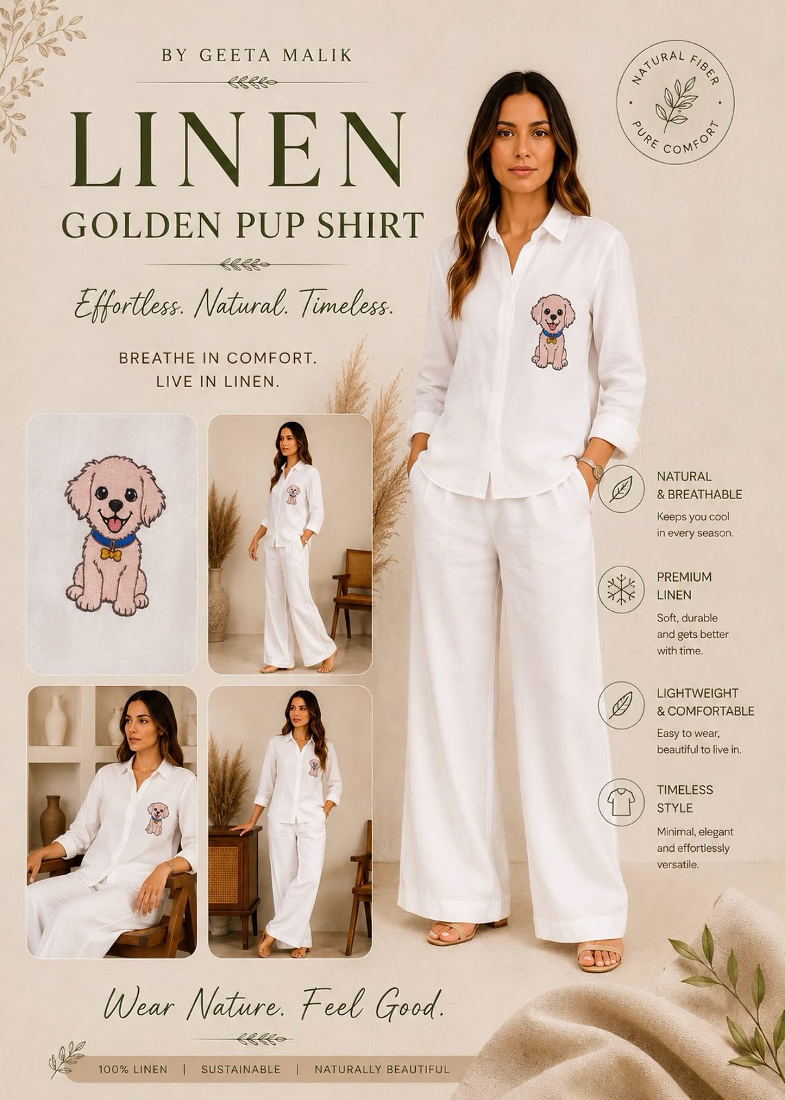 Linen Golden Pup Shirt