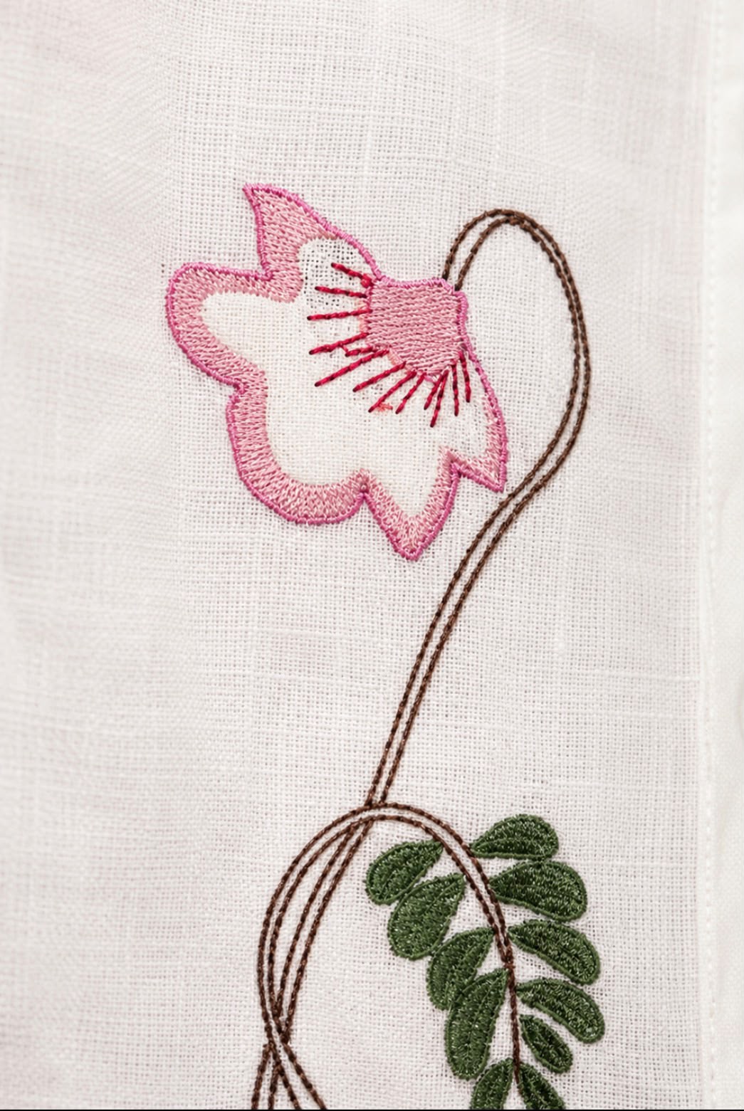 Pure linen White Flower Shirt