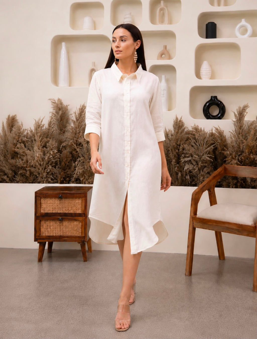 Vanilla Cloud Shirt Dress