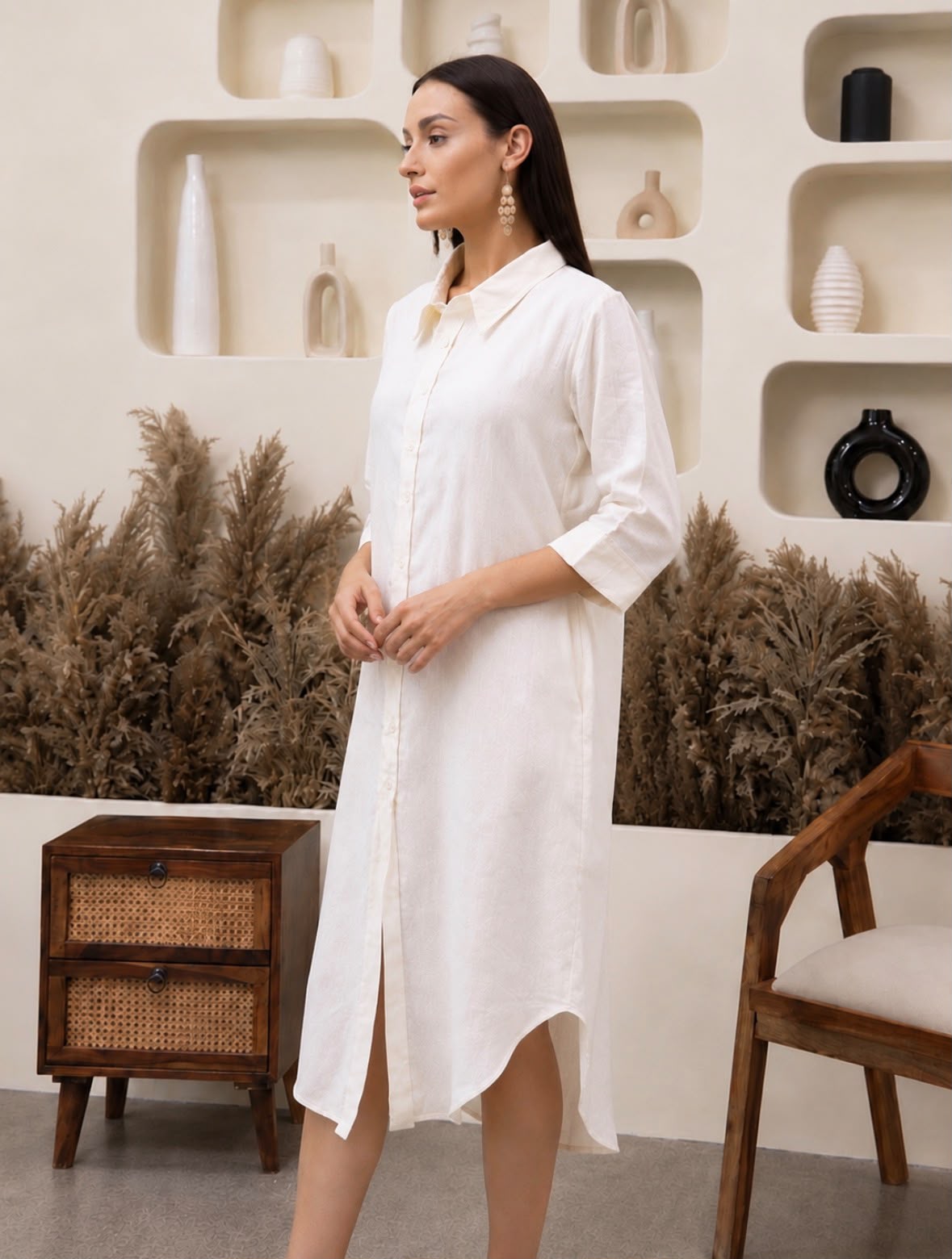 Vanilla Cloud Shirt Dress