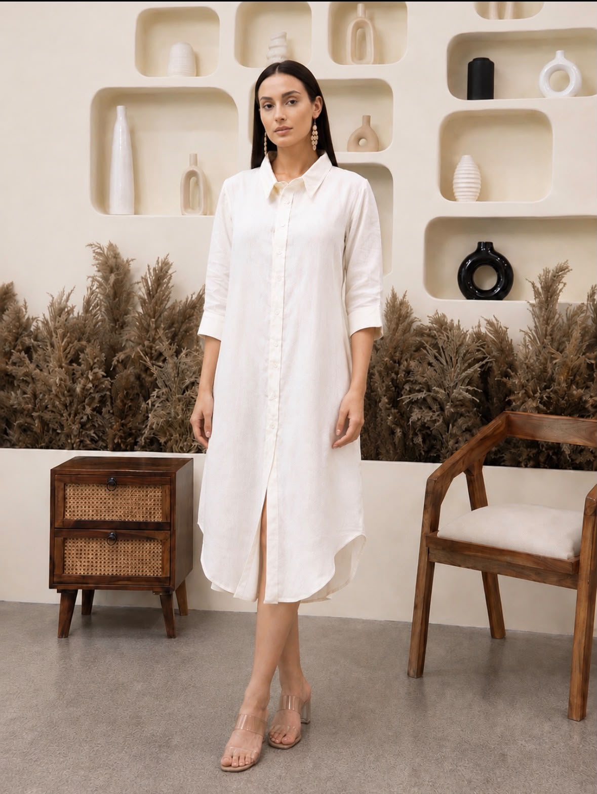 Vanilla Cloud Shirt Dress